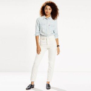 LEVI'S Wedgie Fit Raw Hem Jeans Sz 25 White Button Fly Non Stretch